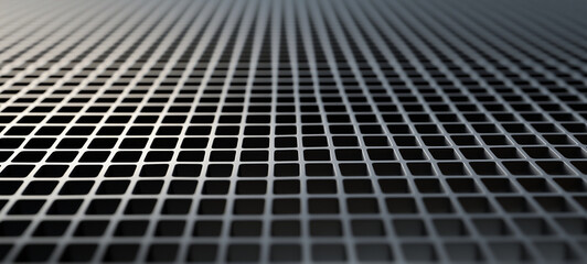 The surface texture of an iron mesh with squares