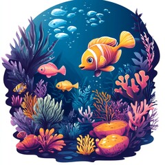 Fototapeta premium Colorful Underwater Scene with Vibrant Marine Life