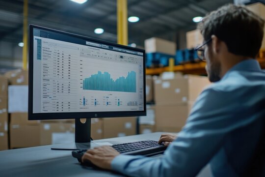 A seamless integration of TMS software with other logistics systems, showing data flow from shipment tracking to invoicing, with a clean and efficient dashboard