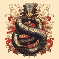Obraz premium Snake in chinese art style