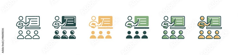 Aufkleber workshop classroom training lecture icon coaching human resource development signs vector seminar sk