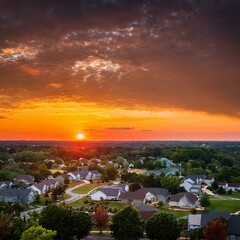 Unrealistically Dramatic Sunset over Suburbs of Lexington, Kentucky