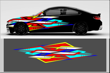 Fototapeta premium vector wrap car design with unique line patterns and bright color combinations