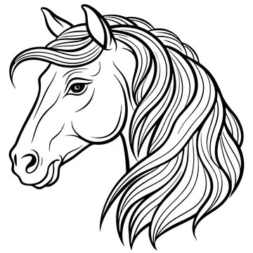 recommend clip art: Elegant Minimalist Horse Head Flowing Mane & Proud Expression in Line Art