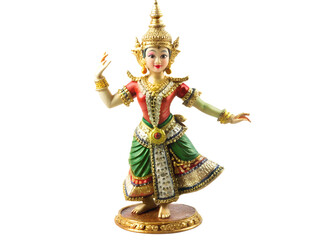 Fototapeta premium Vintage Thai Dancer Figurine, Vintage Figurine Traditional Thai Ceremonial Dancer, Thai temple dancer, Traditional Thai Dancer Doll, Asian Arts