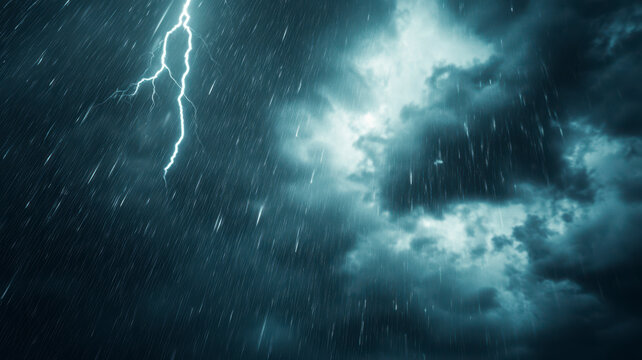 rain and thunder on grey cloud