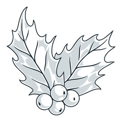 Christmas holly monochrome vintage sticker