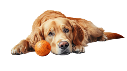 Cute golden retriever puppy sitting in a studio, looking adorable and isolated