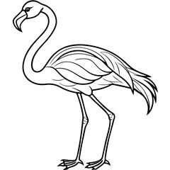 Elegant One Legged Flamingo Curved Line Art Vector Design