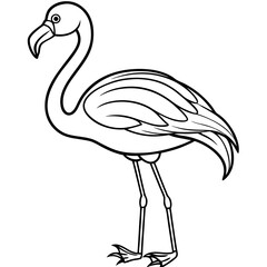 Elegant One Legged Flamingo Curved Line Art Vector Design