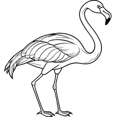 Elegant One Legged Flamingo Curved Line Art Vector Design