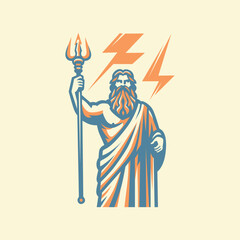 Vintage Zeus Holding Thunderbolt