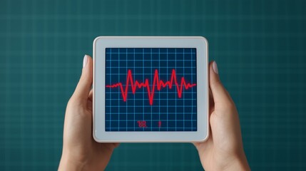 Heart Rate Monitor Device with Red Line ECG