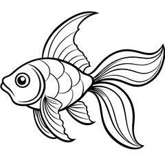Charming Minimalist Goldfish Elegant Line Art Vector