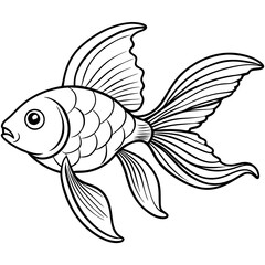Charming Minimalist Goldfish Elegant Line Art Vector