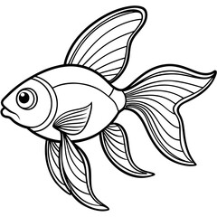Charming Minimalist Goldfish Elegant Line Art Vector