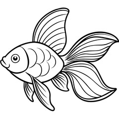 Charming Minimalist Goldfish Elegant Line Art Vector