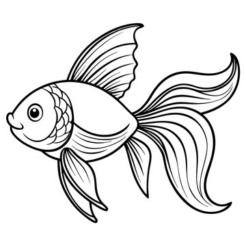 recommend clip art: Charming Minimalist Goldfish Elegant Line Art Vector
