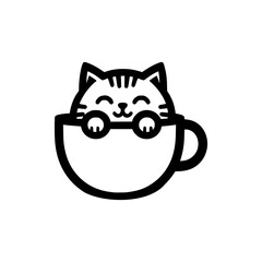 cat inside a cup logo vector illustration template design