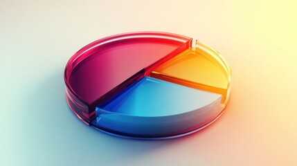 Fototapeta premium Colorful transparent pie chart on light background.