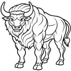 Bold Bison Strong Line Art Vector Design