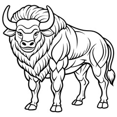 Bold Bison Strong Line Art Vector Design
