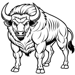 Bold Bison Strong Line Art Vector Design