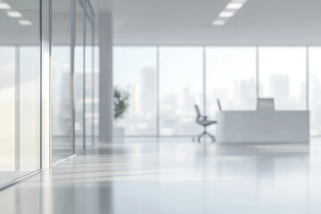 Blurred modern office with bright lighting