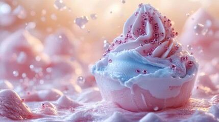 nanoengineered ice cream with flavorchanging crystals and temperaturereactive toppings levitating scoops defy gravity as holographic sprinkles dance around the futuristic dessert