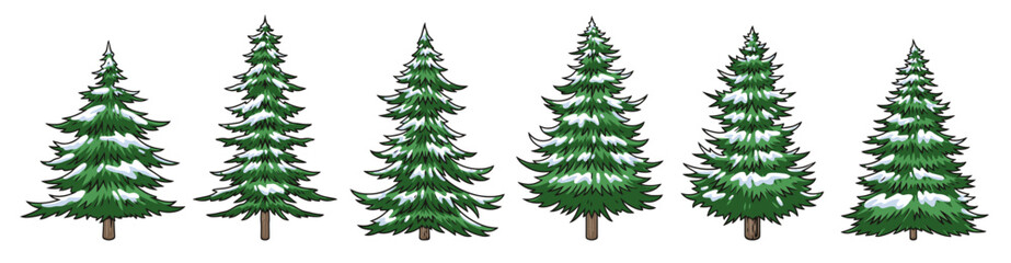 Christmas trees colorful set logotypes