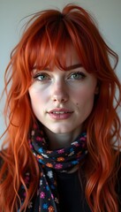 Fototapeta premium Portrait of a Happy Woman Wearing Rainbow LGBT Flag Scarf, Isolated on White Background - LGBTQ+ Pride, Equality & Inclusivity