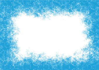 Snow and ice winter frame, distressed, retro, light blue