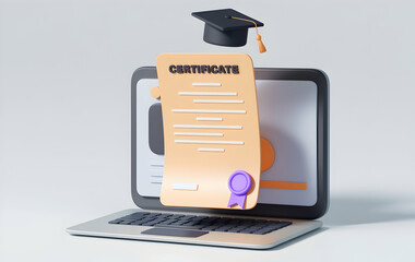 Digital Certification and Online Learning Concept 3D Illustration