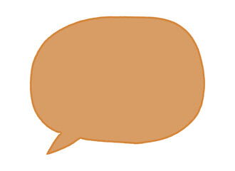 Speech bubble in warm brown with a hand-drawn outline on a transparent background