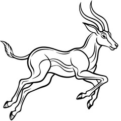 Graceful Gazelle Mid Leap Line Art Vector Design