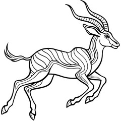 Graceful Gazelle Mid Leap Line Art Vector Design