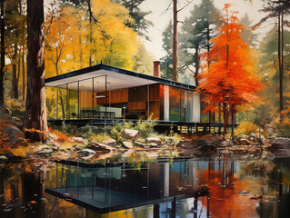 Generous schickes Haus im Wald mit Glas und Holz