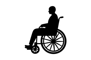 People on a wheelchair Silhouette vector illustration on white background. Vector silhouette.