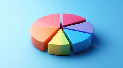 Obraz premium Colorful 3D pie chart on a blue background.