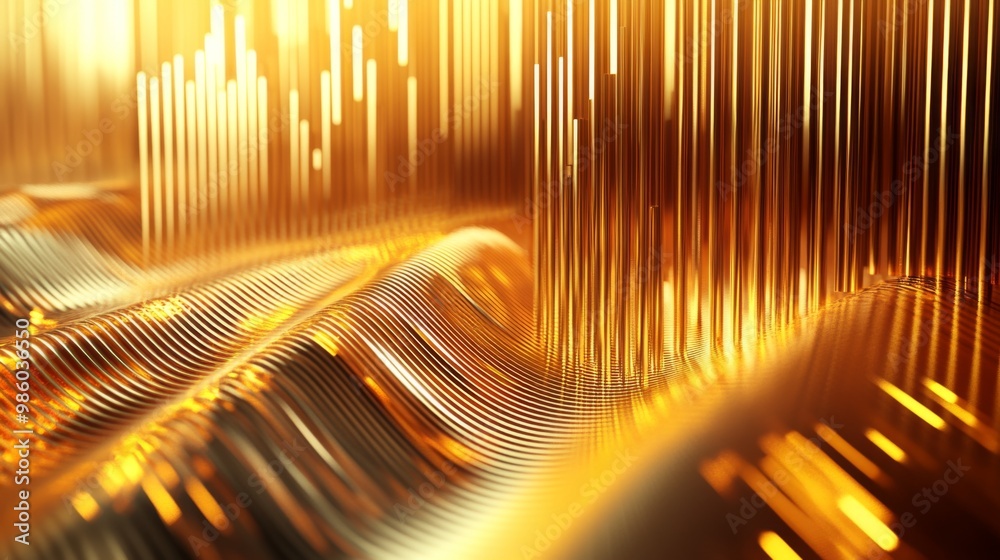 Aufkleber A 3D rendering of a gold price chart with dynamic bars and lines, showcasing recent trends and market movements in a sleek, modern style.