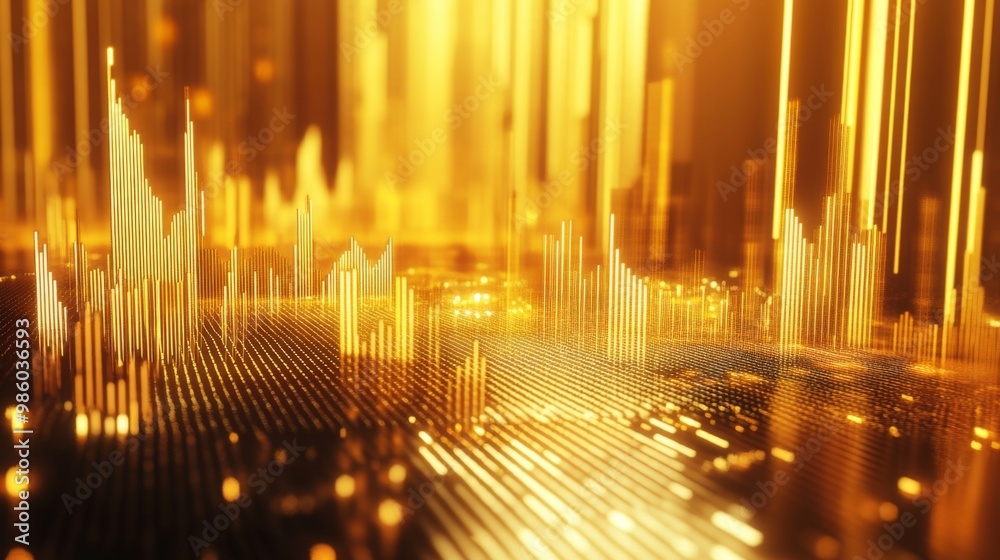 Leinwandbilder a 3d rendering of a gold price chart with dynamic bars and lines, showcasing recent trends and marke