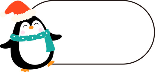 Christmas penguin holding blank sign