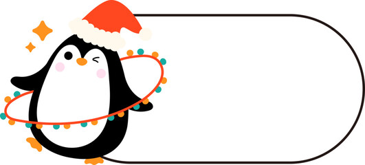 Christmas penguin holding blank sign