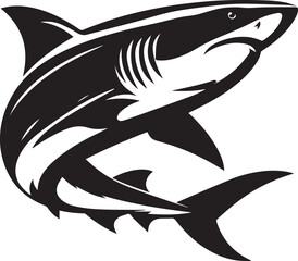 Bull Shark silhouette vector black and white