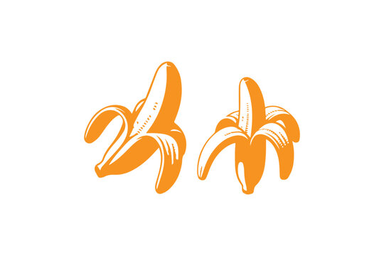 orange peeled bananas on white background clip art preview