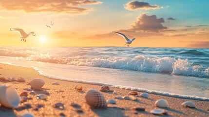 landscape embankment seagull sunset