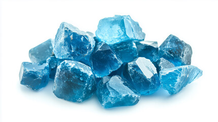 Natural Elegance: Blue Topaz Gemstones on White Background
