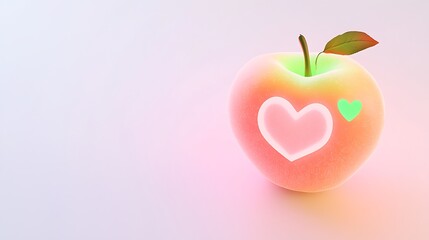 Obraz premium A Shiny Red Apple with Two Hearts on its Surface