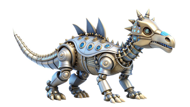 a cute robot of achelousaurus dinosaur 3d illustration