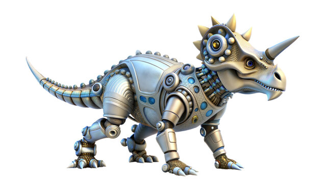 a cute robot of einiosaurus dinosaur 3d illustration
